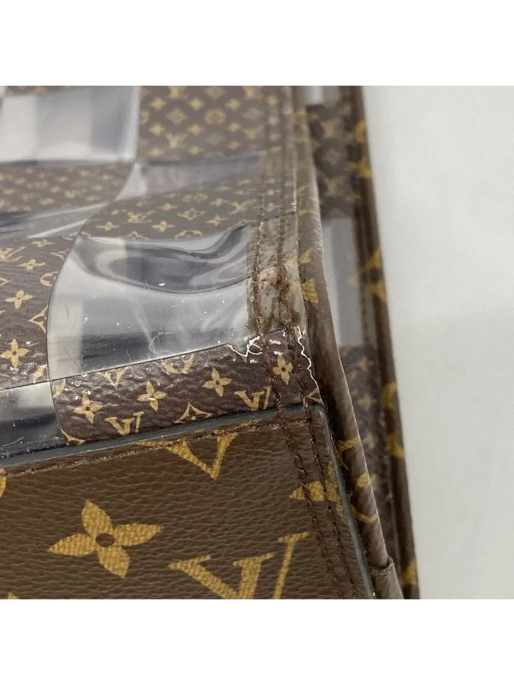 Louis Vuitton Handbag Monogram Chess Sac Plat Brown Clear 2-Way